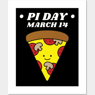 Pi Day March 14 Kawaii Pizza Slice Posters and Art